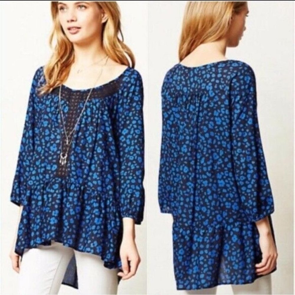 HD in Paris Ressica‎ Tunic Anthropologie Blue Black X-Small